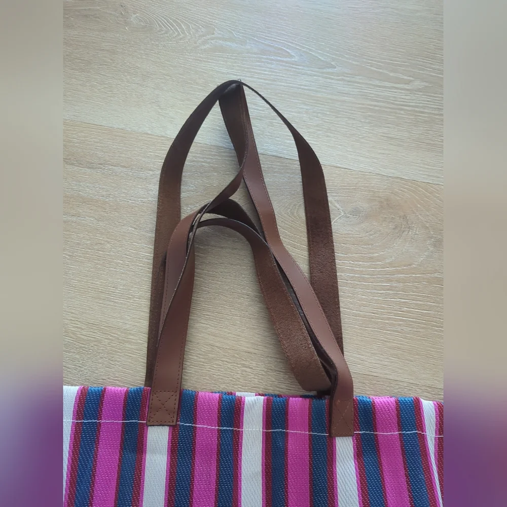 Free People Mesh Double Time Tote Bag Leather Handle NWOT